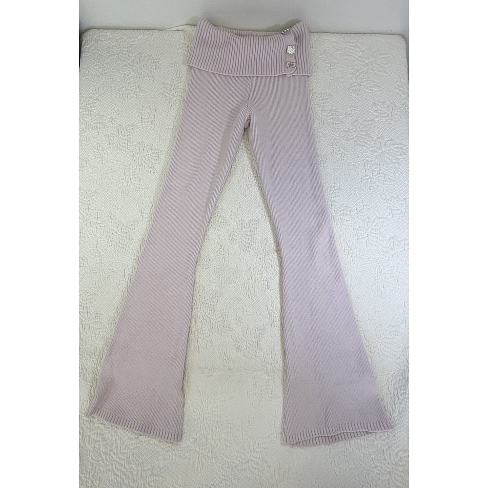 Hello Kitty and Friends Sanrio Pink Ribbed Knit Flare Pants Lounge Womens S/M‎